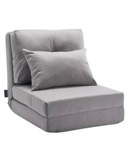 VEVOR - Convertible Flip Chair, 5-Position Adjustable Floor Lazy Sofa, Folding Upholstered Couch Bed - Gray