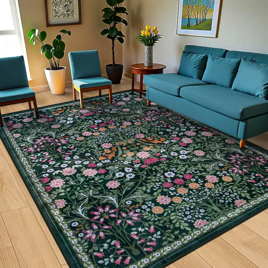 Stylel Star Area Rugs Living Room Floral Washable Rug Vintage Large ...