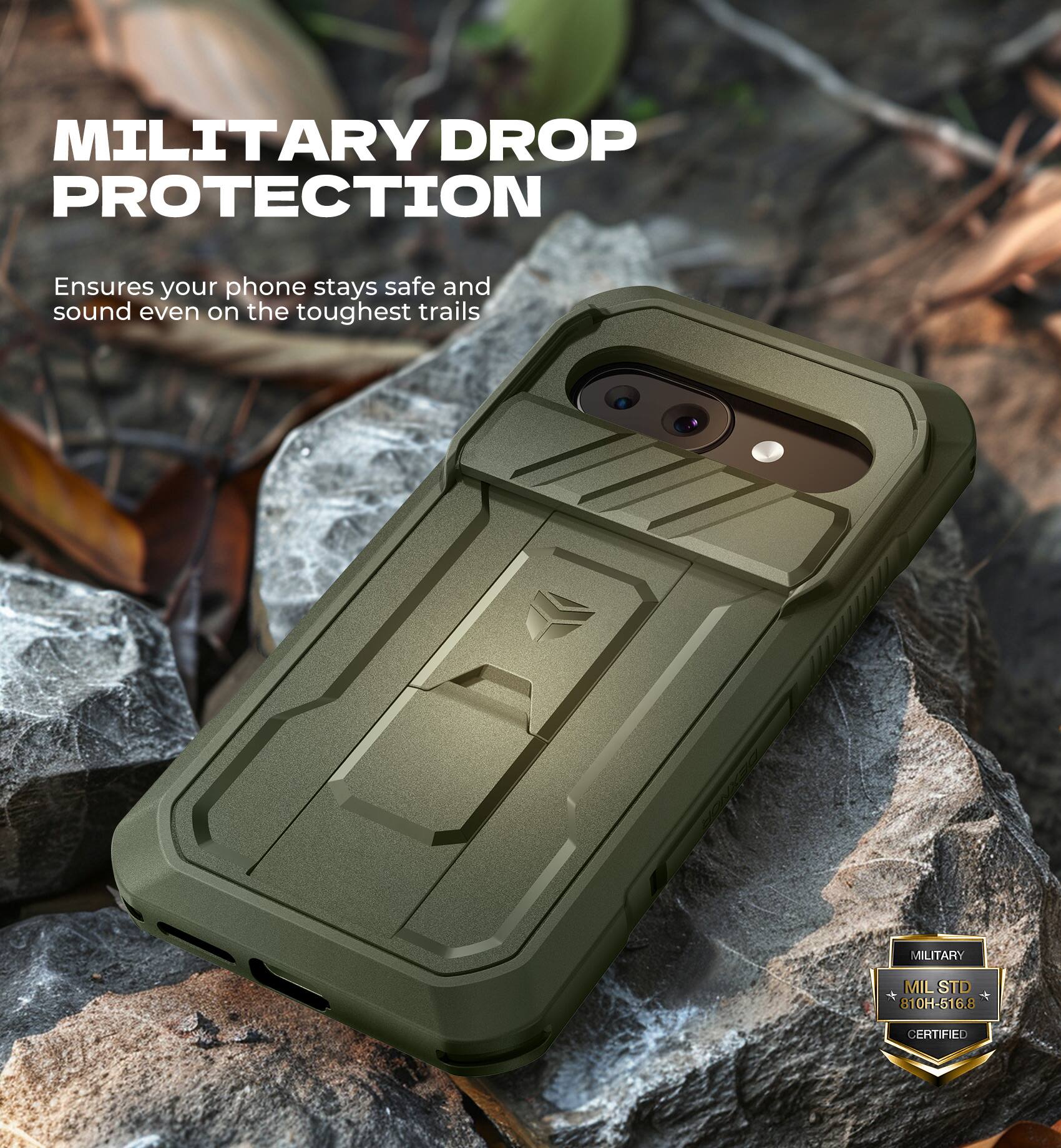 MILITARY DROP PROTECTION
Ensures your phone stays safe and sound even on the toughest trails
MILITARY MIL STD 810H-516.8 CERTIFIED