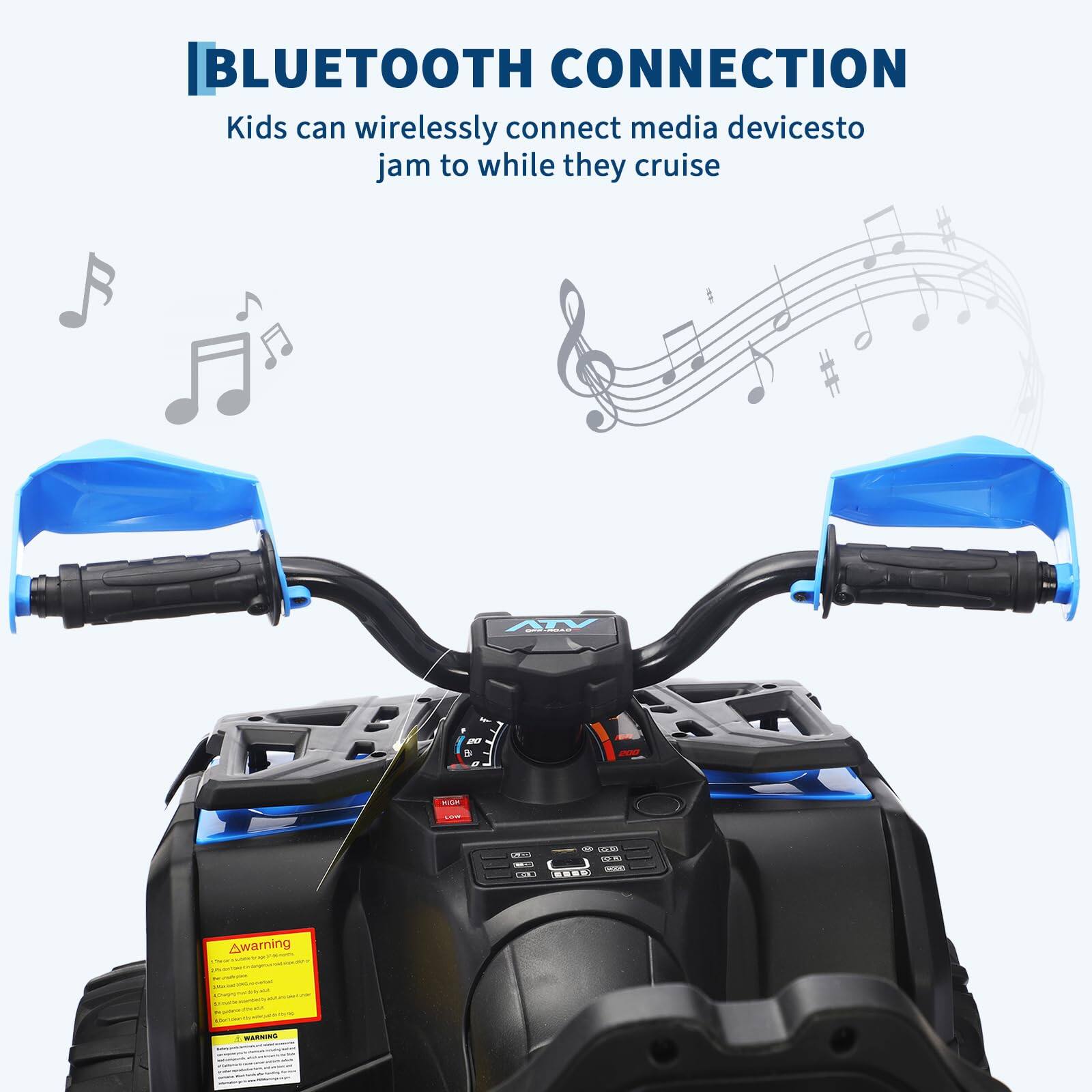 **BLUETOOTH CONNECTION**

Kids can wirelessly connect media devices to jam to while they cruise.