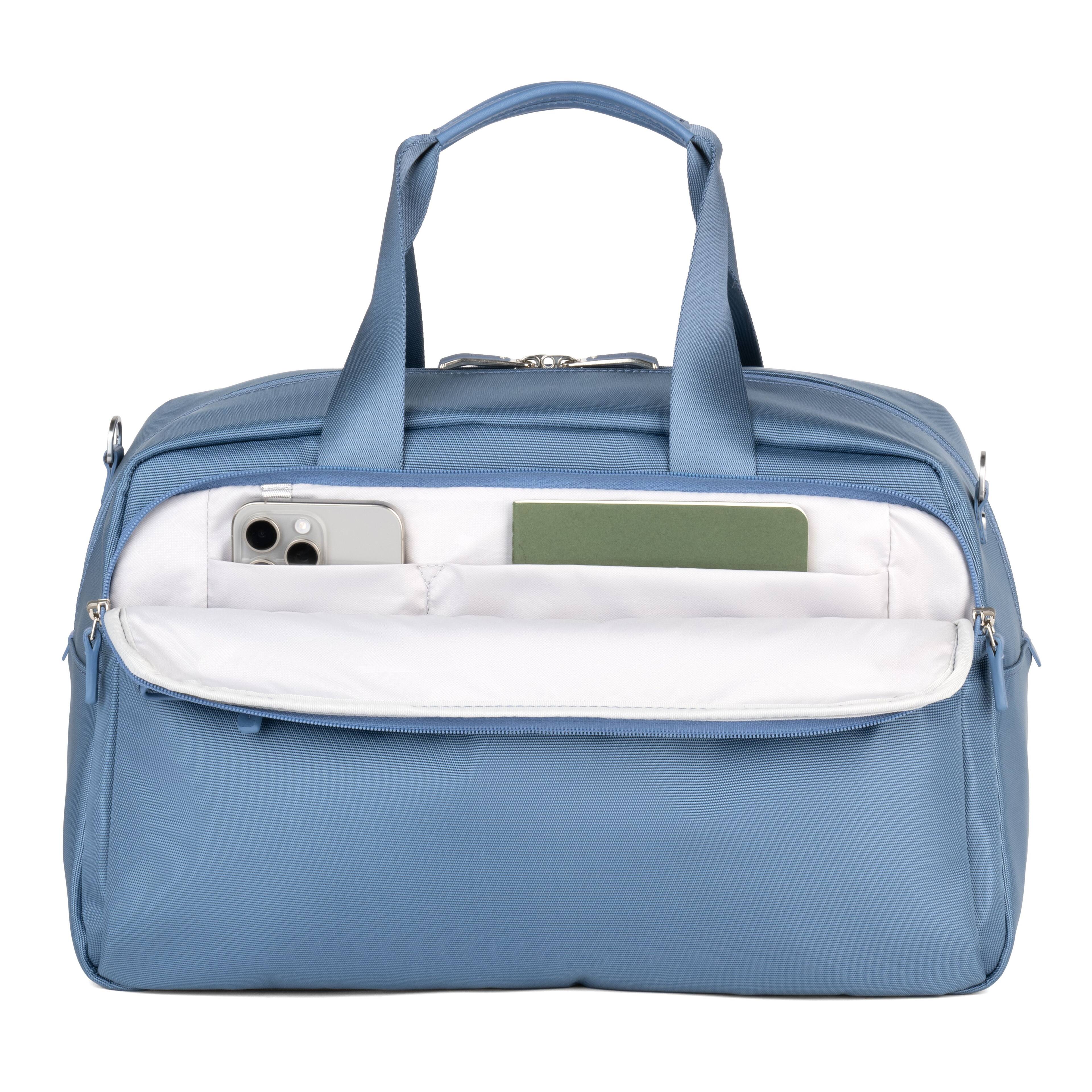 Back. Travelpro - Versapack + Softside Carry-On & Underseat Travel Tote Bag Luggage Set - Elemental Blue.