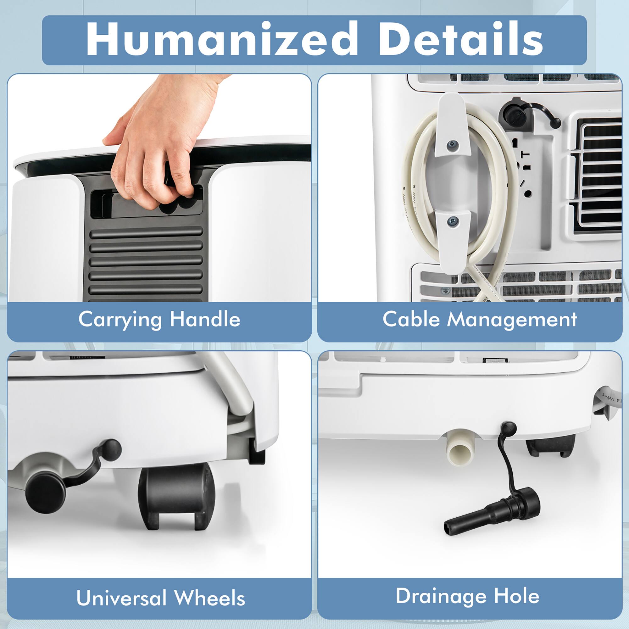 Humanized Details Carrying Handle Cable Management Universal Wheels Drainage Hole