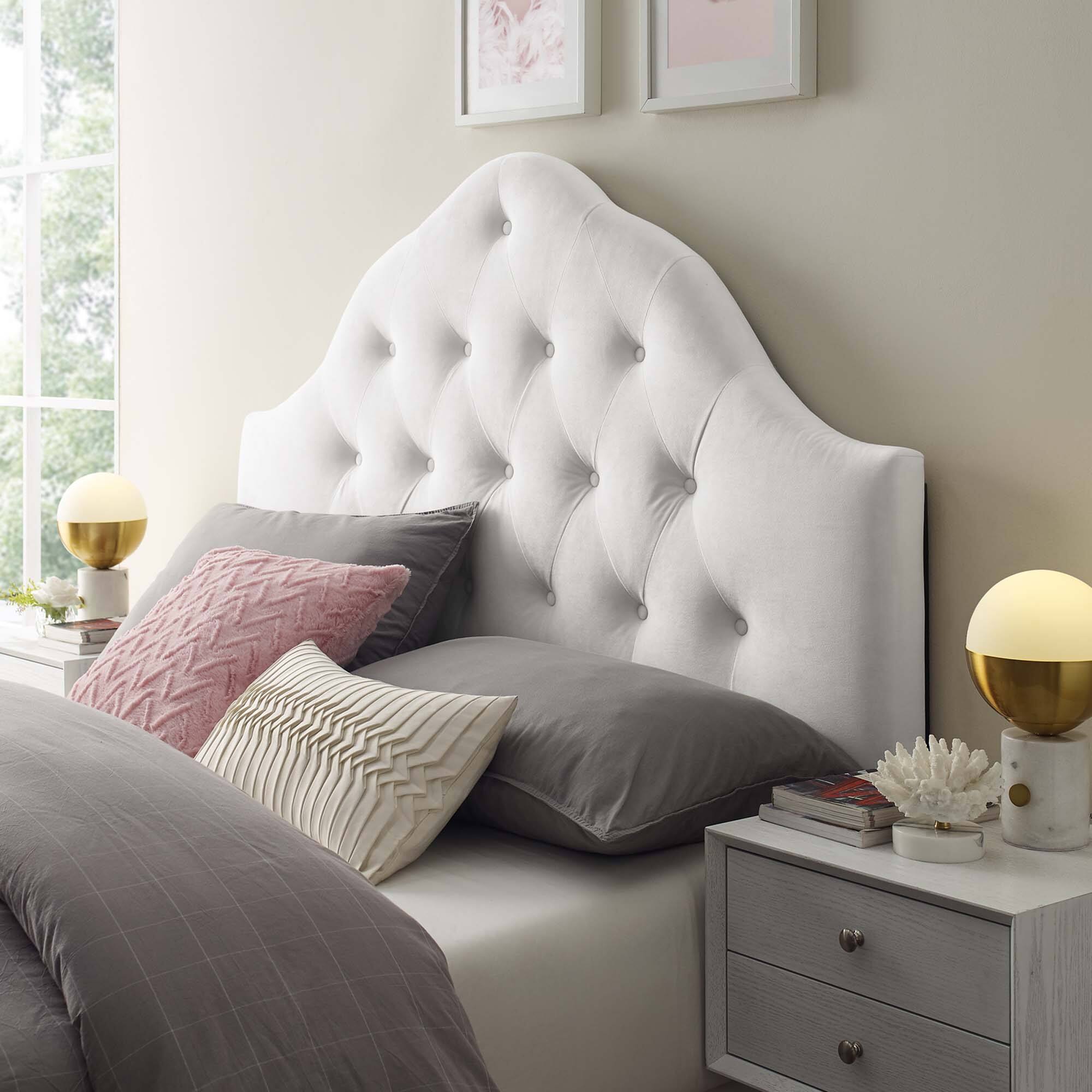 Alt View 2. Modway - Sovereign Diamond Tufted Performance Velvet Queen Headboard by Modway - White.