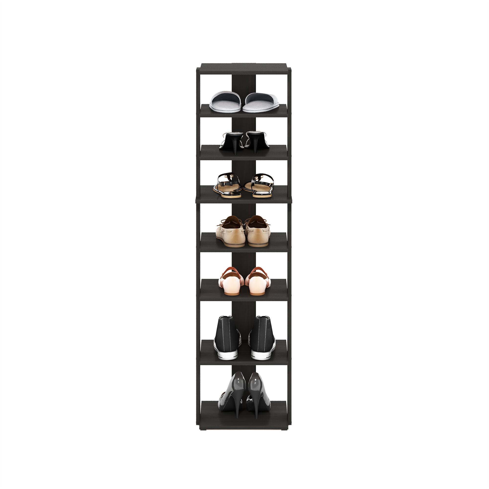 Alt View 4. Furinno - Compact 8-Tier Vertical Space Saving Free Standing Shoe Tower, Shoe Rack for Closet Entryway - Espresso.