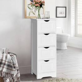 Hivvago - Modern Farmhouse 4-Drawer Bathroom Linen Floor Cabinet Wood Finish - White