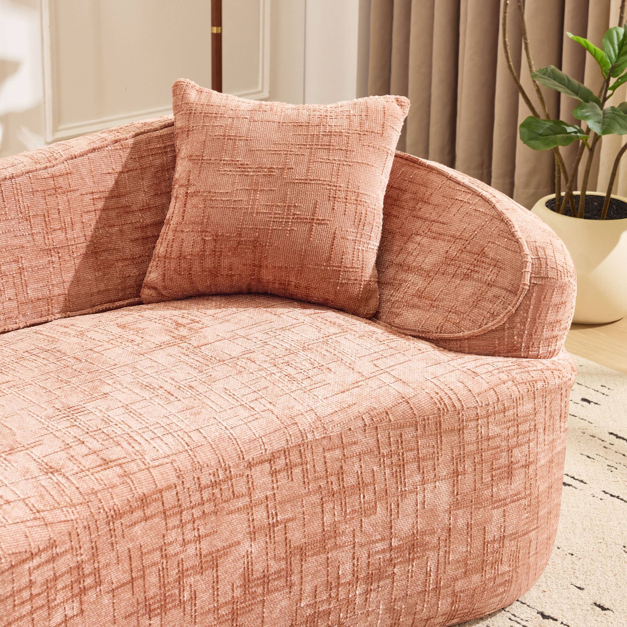 Alt View 9. GOODSILO - Curved Two-Person Compression Sofa with Pillows for Small Spaces - Pink.