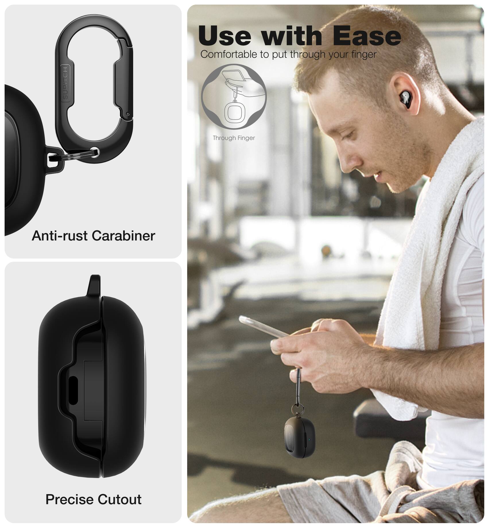 SUBITCH  
Use with Ease  
Comfortable to put through your finger  
Through Finger  
Anti-rust Carabiner  
Precise Cutout