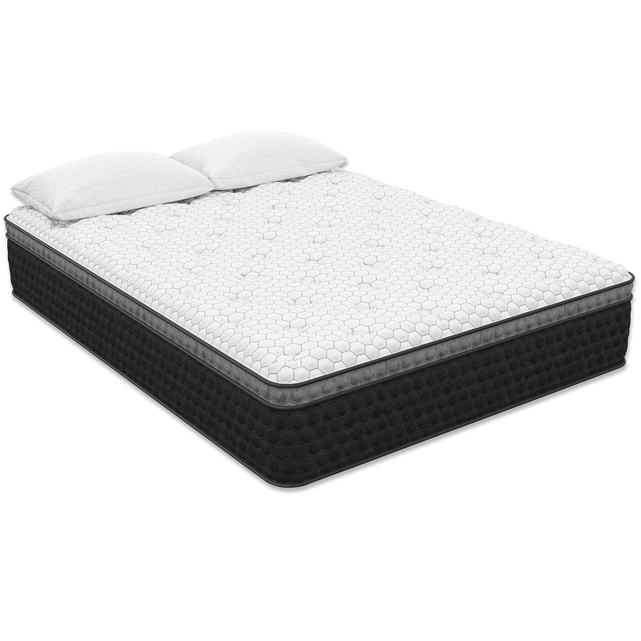 Angle. TinyHomie - Diamond Mattress Nova Lux Copper Ultra Cooling Pressure Relieving Hybrid with Luxurious Euro-Top 14in Medium Feel Full - White.