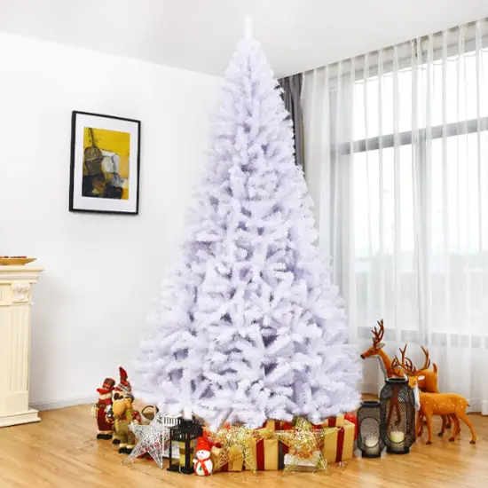 Costway 9Ft Hinged Artificial Christmas Tree Pine Tree 2132 Tips Metal White COST00579 Best Buy