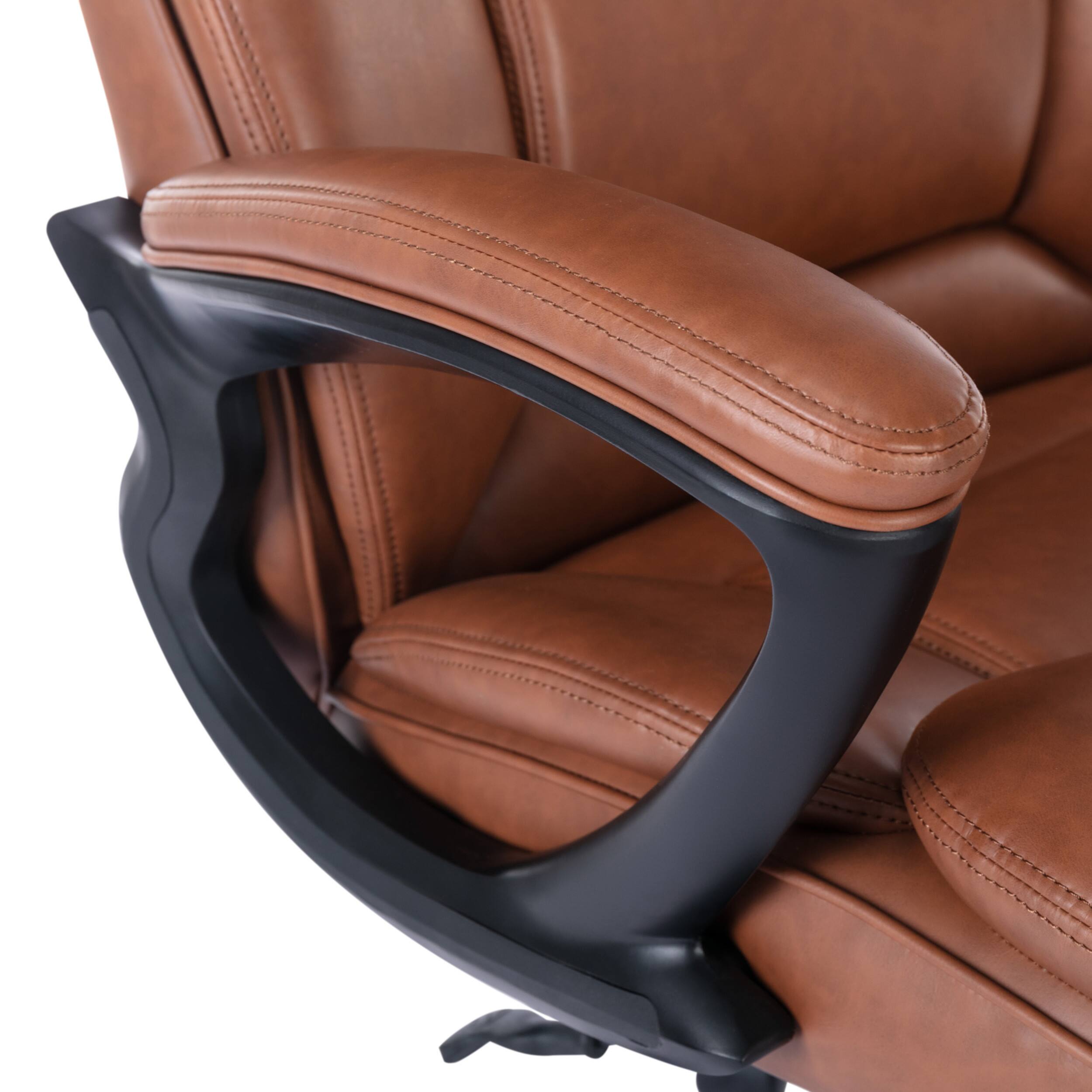 Alt View 12. Serta - Big & Tall Executive Office Chair Ergonomic High Back with Lumbar Support Padded Arms Reclining Swivel Leather - Cognac.