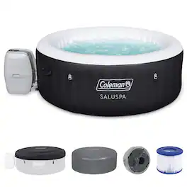 Coleman - Miami AirJet Round Inflatable Hot Tub with EnergySense Cover - Black