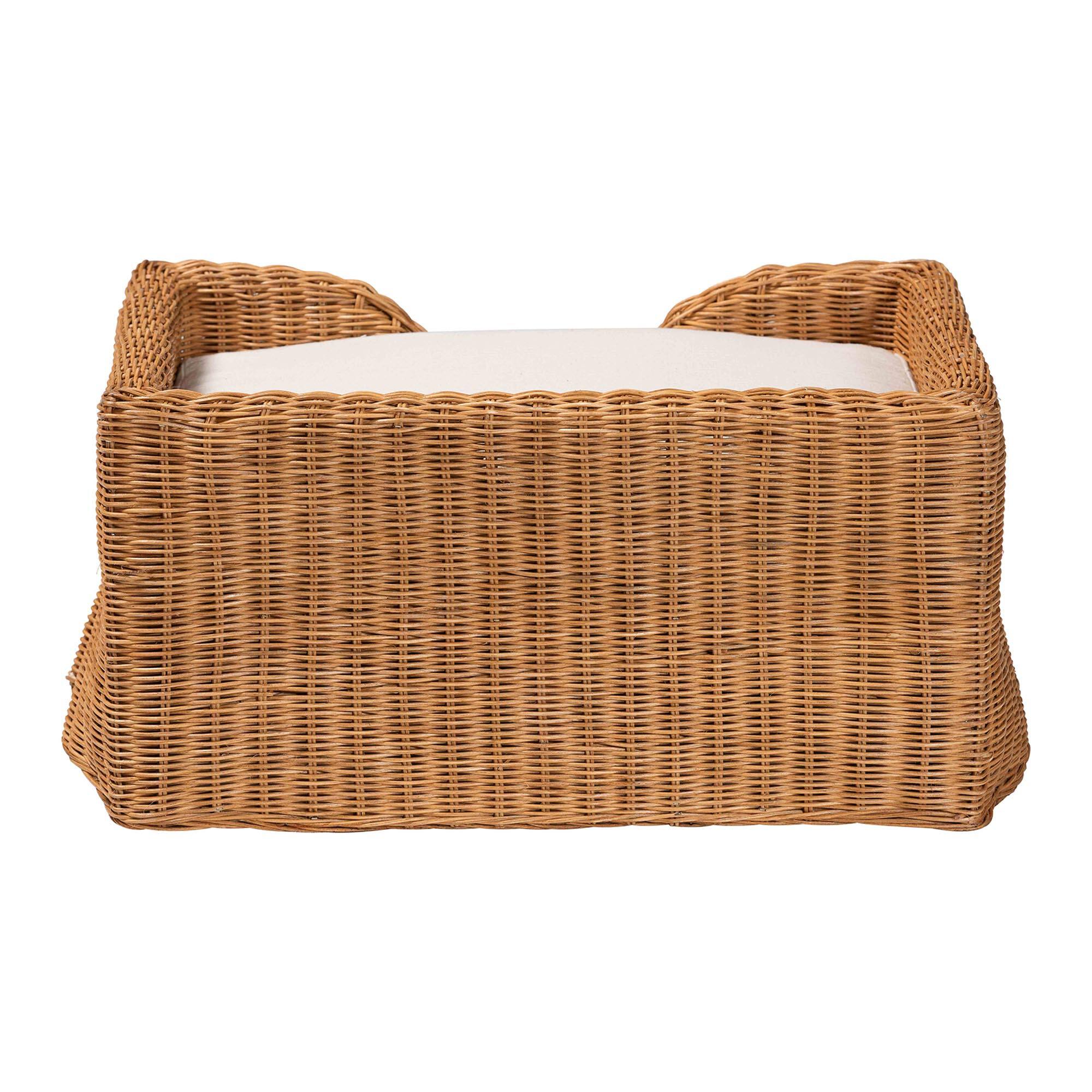 Back. bali & pari - Belita Natural Rattan Pet Bed - Handwoven Wicker Enclosed Lounge Bed for Dogs or Cats with Removable Cushion, 27.6" - Light Honey.