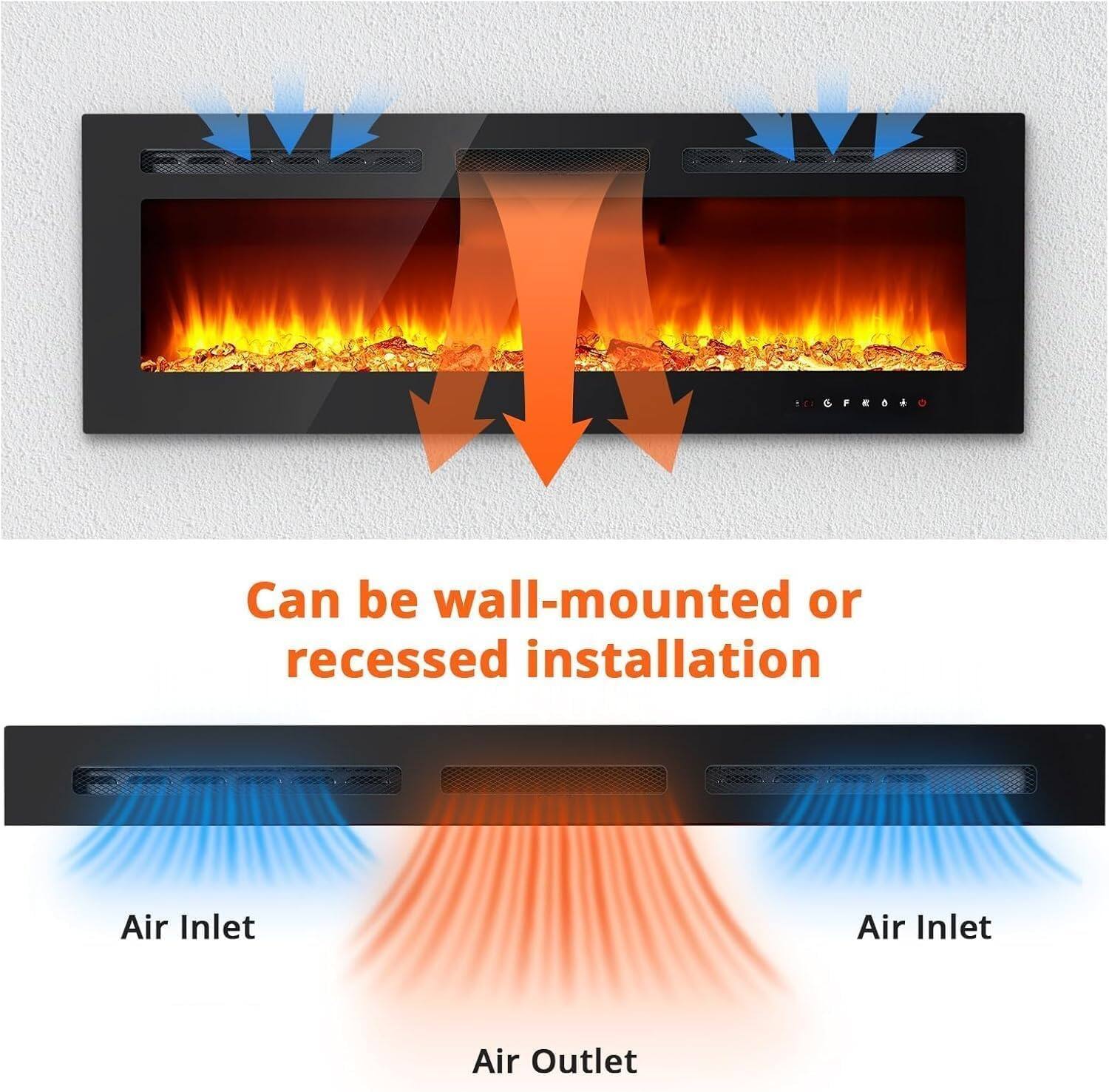 CF4O Can be wall-mounted or recessed installation  
Air Inlet  
Air Inlet  
Air Outlet