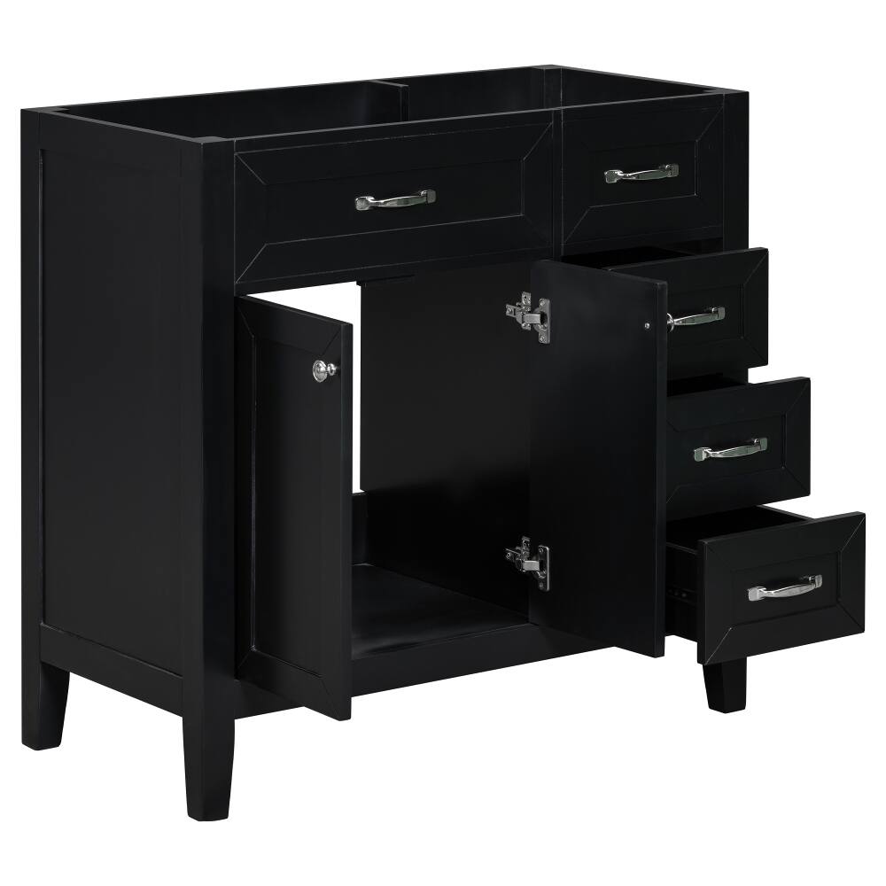 Alt View 7. Loheer - Loheer 36 Inch Bathroom Vanity Base Only, Black Vanity Cabinet Without Sink, Freestanding Modern Design - Black.