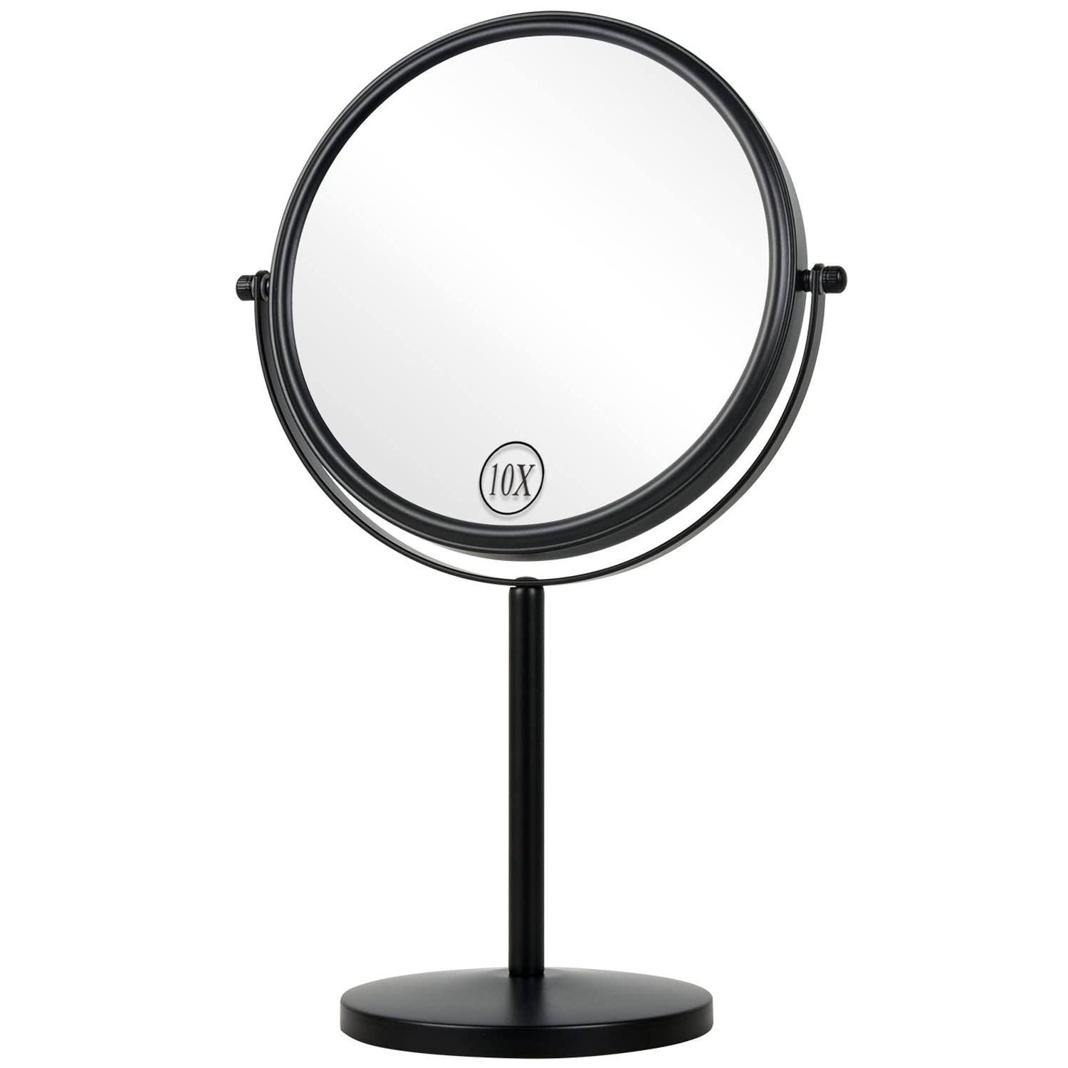 Earthley Blooms - 10x Magnifying Makeup Mirror 8 Inch Tabletop Double Sided With Magnification Swivel Make Up For Bathroom Black - Default