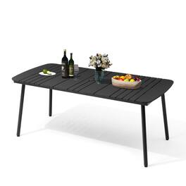 Crestlive Products - Rectangular Patio Dining Table with Umbrella Hole - Black