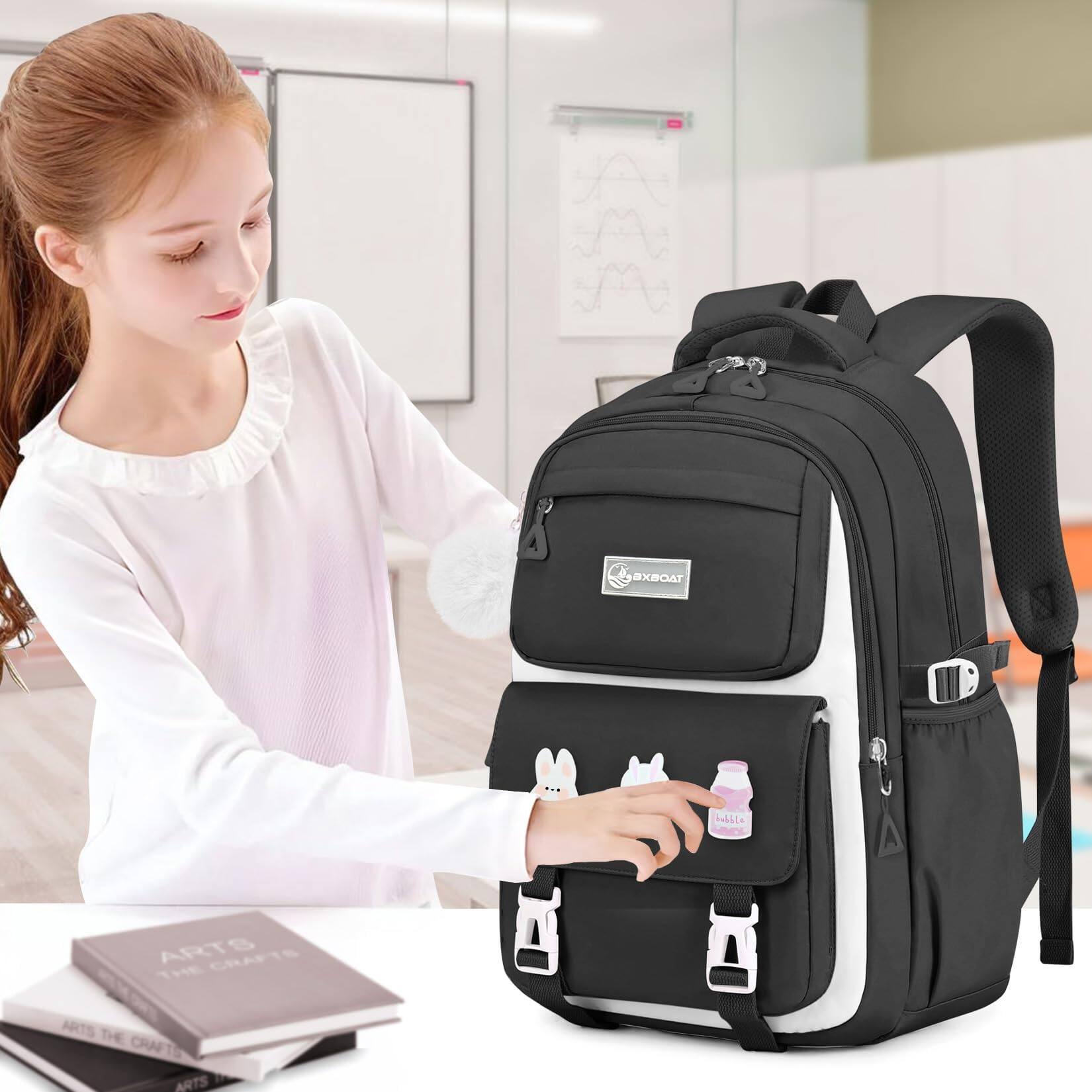Alt View 4. Pacoar Cade - Backpacks For - Cute Backpack Elementary  Middle And High School Students 18" Bookbag - Color-pink-backpack Only.