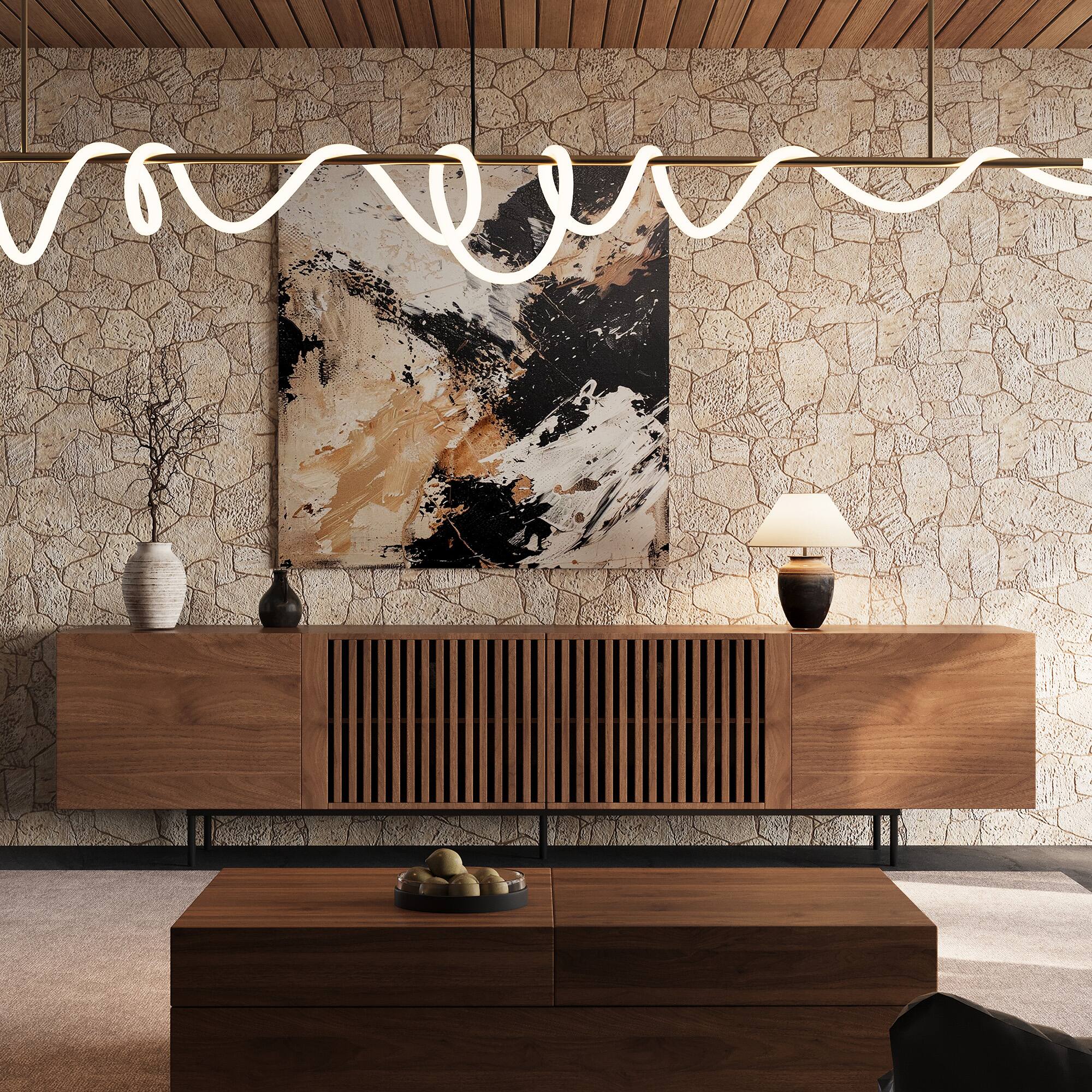 Left. luck idea - 70.87" TV Stand,tv console Suitable for TVs up to 70 inches. - Walnut color.