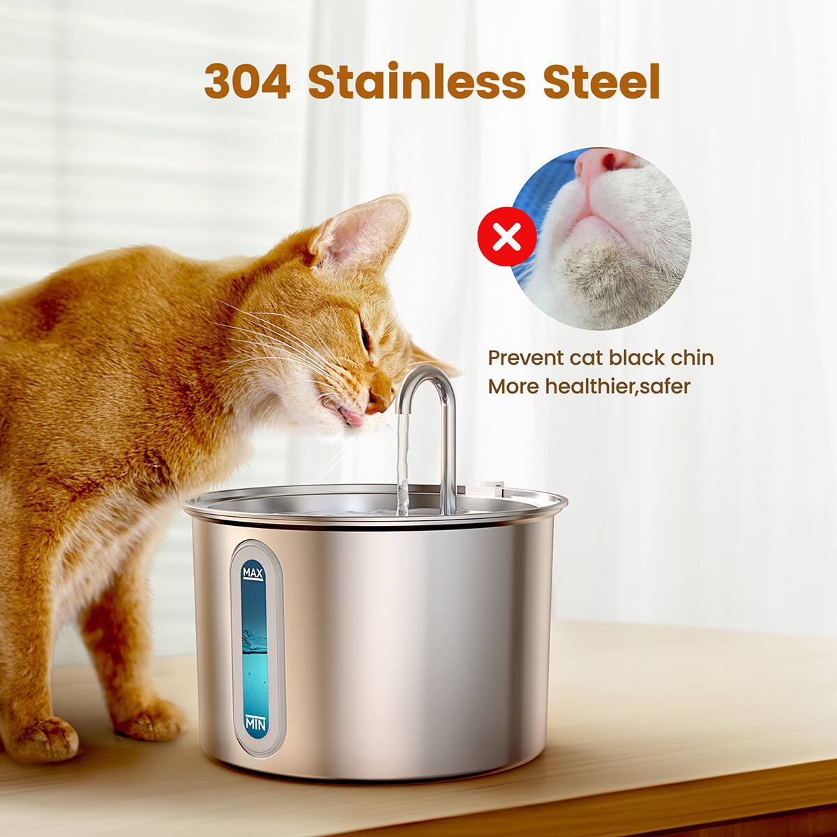 304 Stainless Steel

Prevent cat black chin  
More healthier, safer