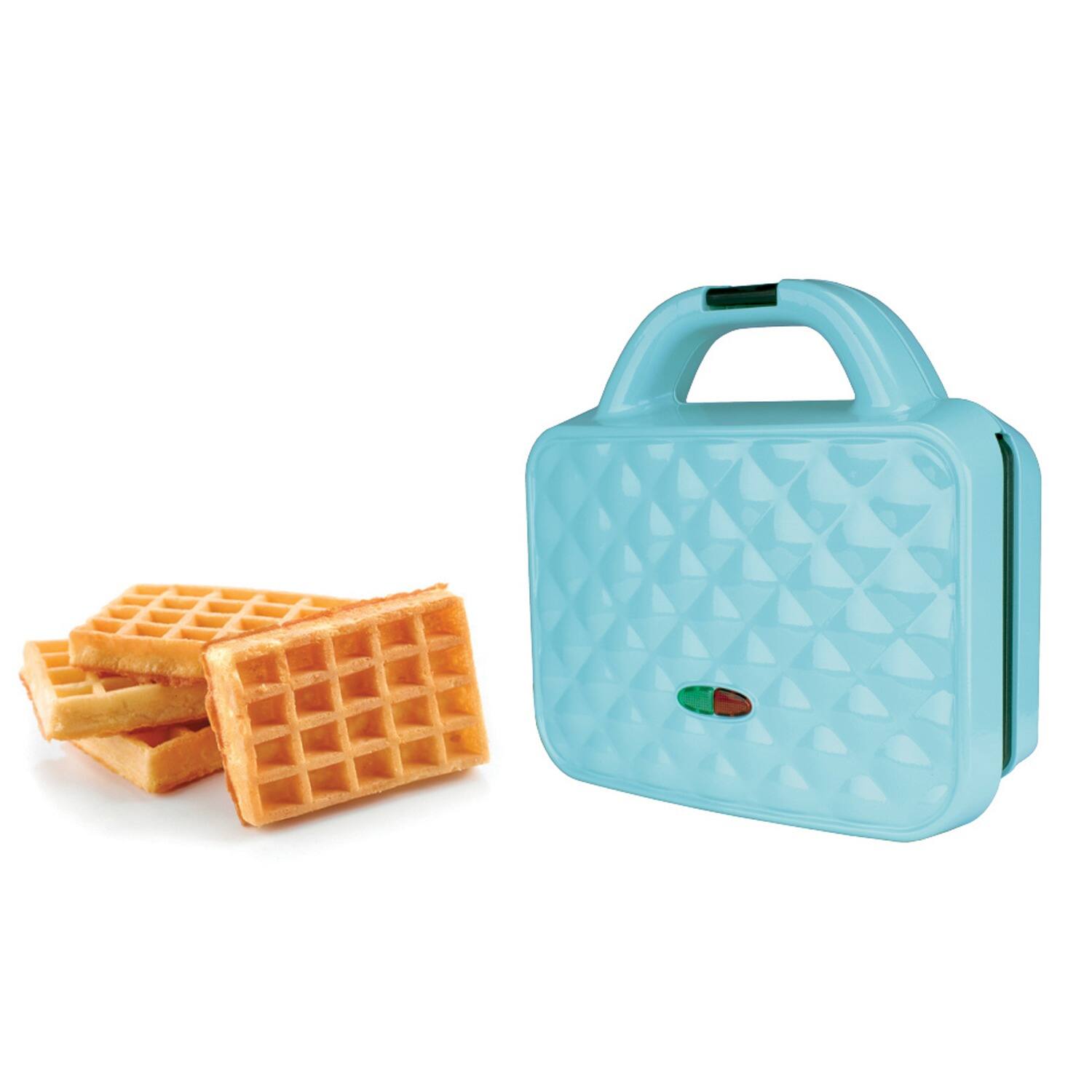 Left. Brentwood - Brentwood Couture Purse Non-Stick Dual Waffle Maker in Blue with Indicator Lights - Blue.