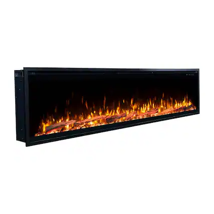Front. Touchstone Home Products - 84 in. Wall Mounted Recessed Sideline Elite Pro Smart Electric Fireplace 1500W - Black.