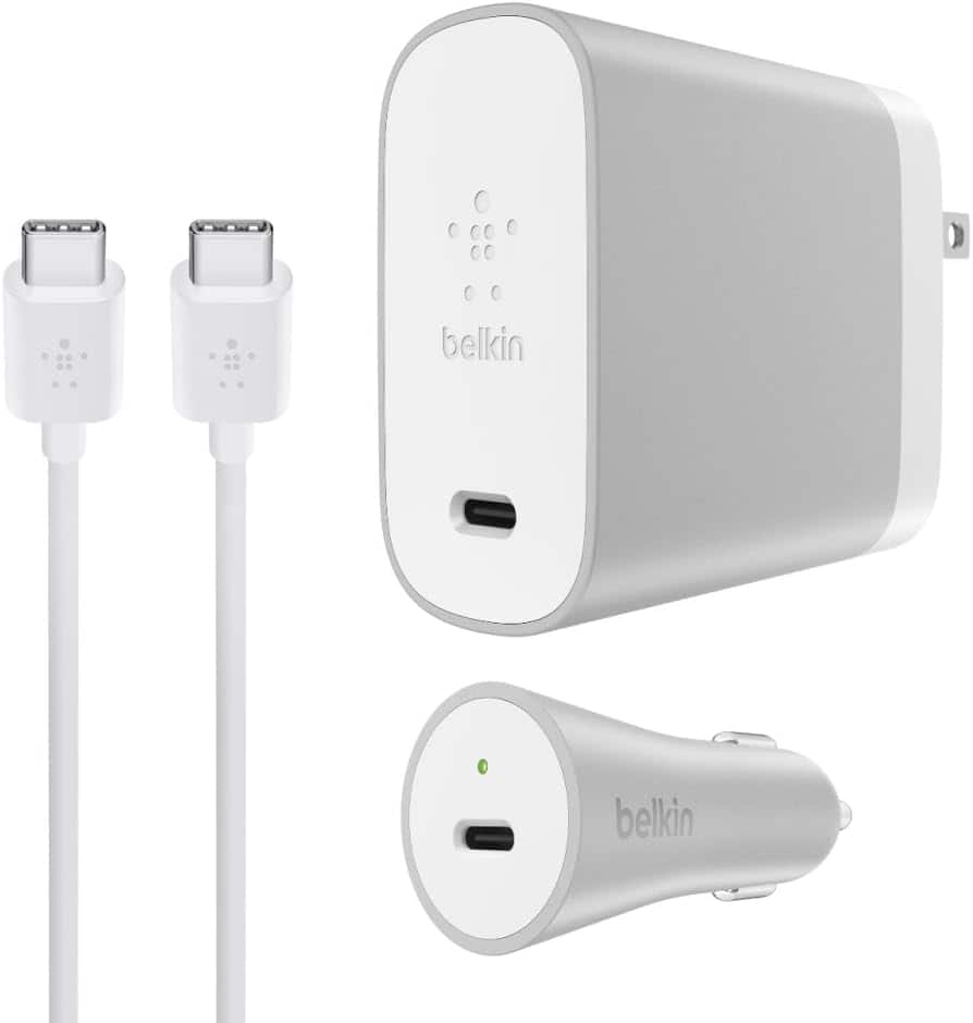 Belkin - USB-C Home + Car Charge Kit White - White
