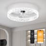 Meqiodas - Ceiling Fans with Lights Remote and APP Control, Dimmable 3-Color and 6-Speed quiet DC Motor, for Living Room Bedroom - White