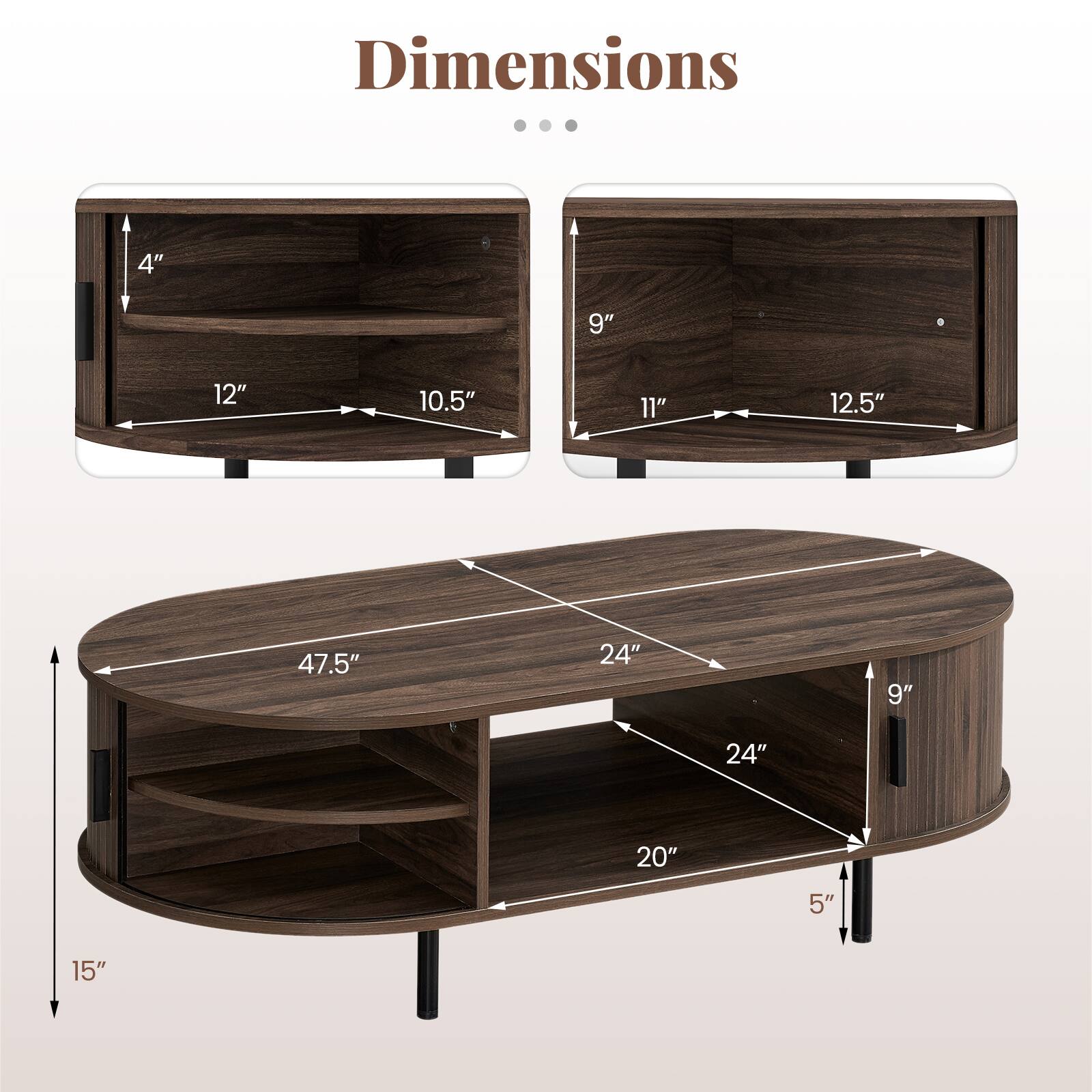 Dimensions:  
- 4"  
- 9"  
- 12"  
- 10.5"  
- 11"  
- 12.5"  
- 47.5"  
- 24"  
- 9"  
- 24"  
- 20"  
- 5"  
- 15"