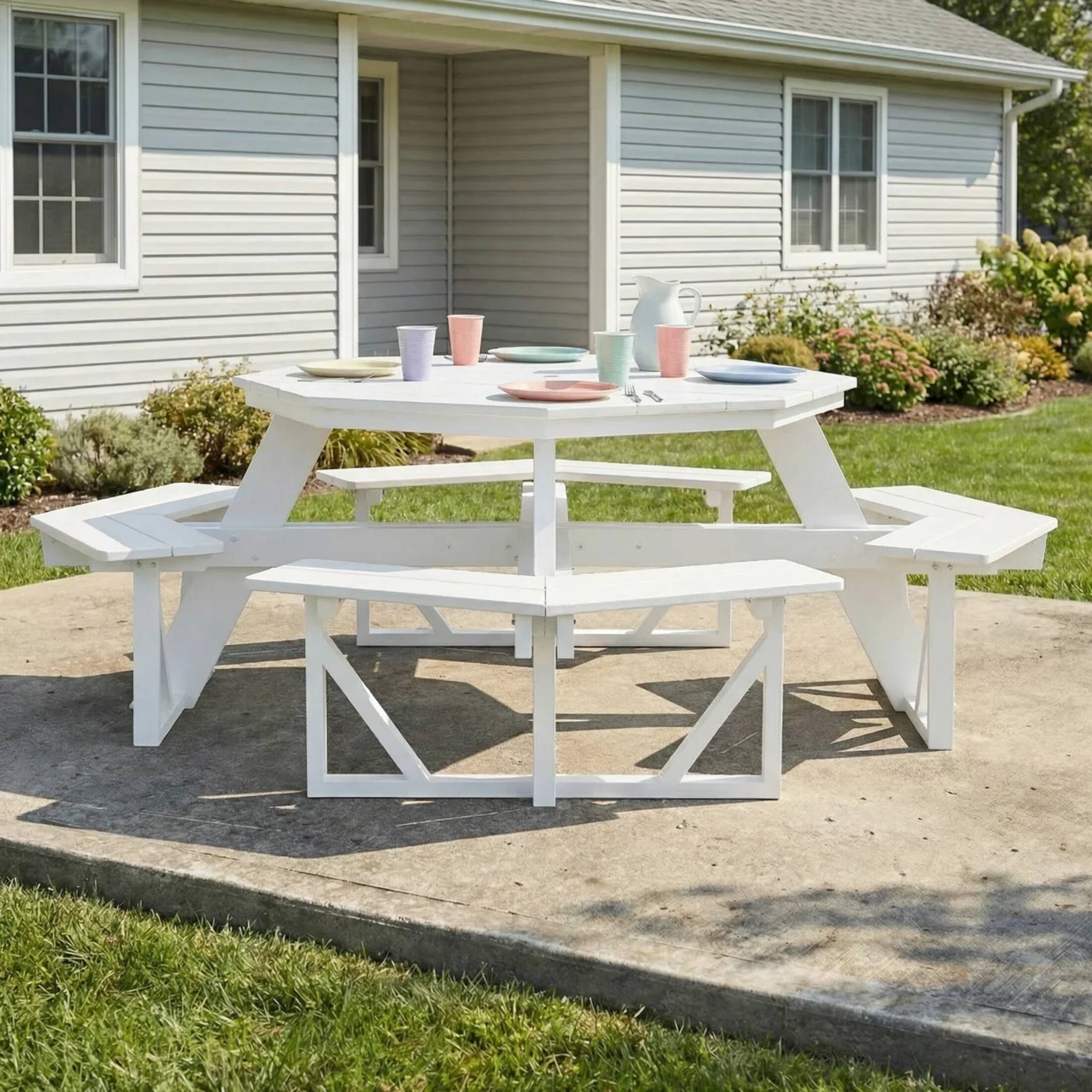 WestinTrends Greenville Outdoor 48" HDPE 8 Person Patio Octagon Picnic ...
