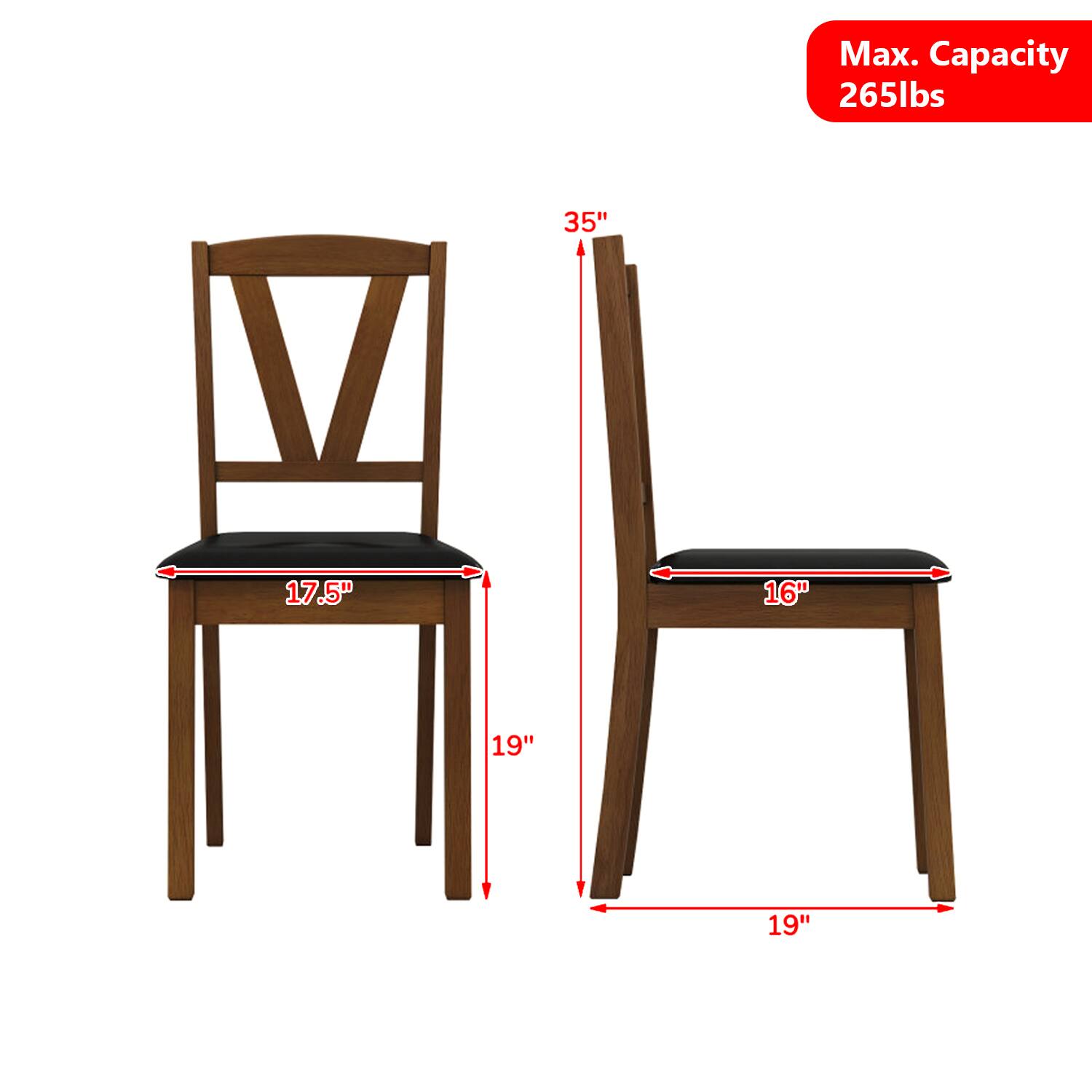 Max. Capacity 265lbs  
V  
35" 17.5" 16" 19" 19"