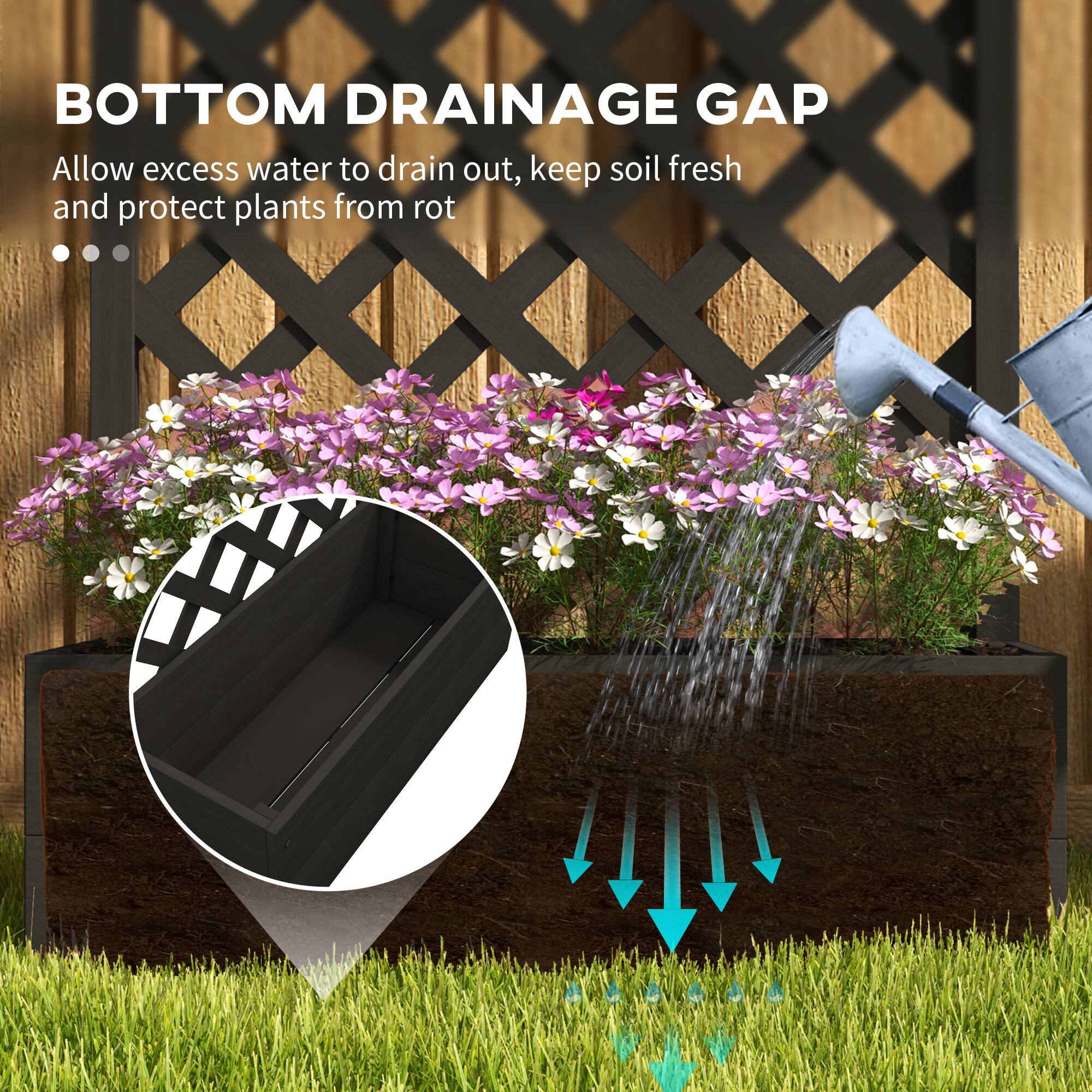 BOTTOM DRAINAGE GAP

Allow excess water to drain out, keep soil fresh and protect plants from rot