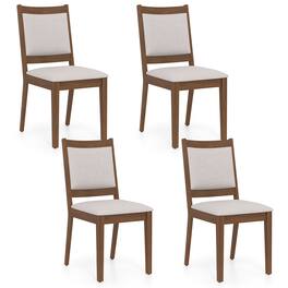 Gymax - Modern Dining Chair Set of 4 Upholstered Kitchen Chair w/ Padded Backrest & Seat - Brown, Beige