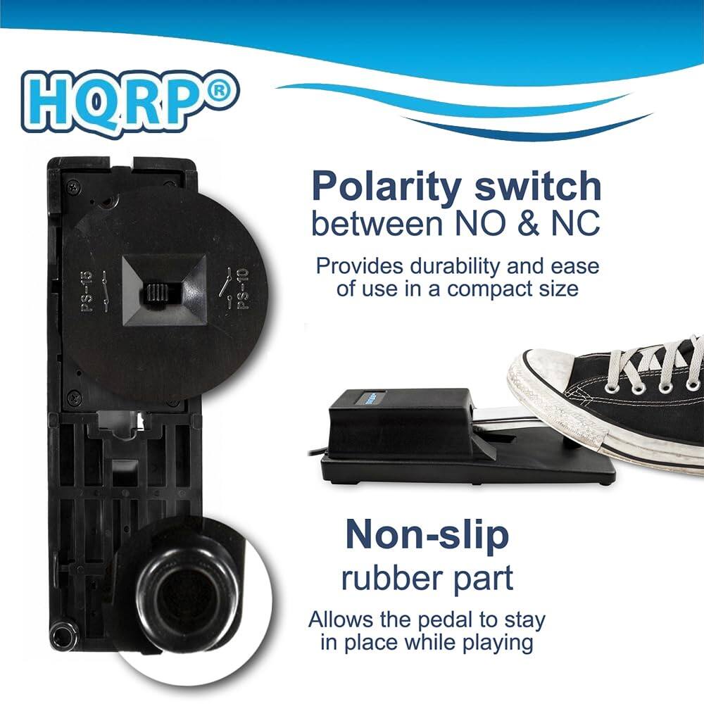 HQRP Polarity switch between NO & NC  
Provides durability and ease of use in a compact size  

Non-slip rubber part  
Allows the pedal to stay in place while playing