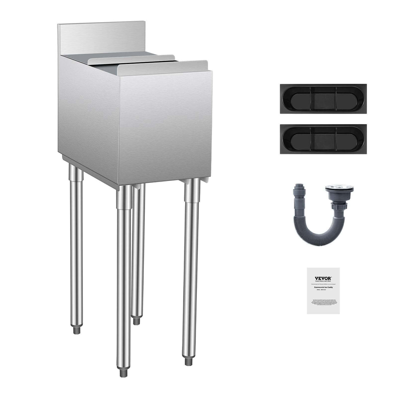 Alt View 5. VEVOR - Commercial Ice Bin, 28 L Underbar Ice Bin, 12 x 19 x 37 in Stainless Steel Ice Chest with Sliding Lid, Bottle Holders - stainless steel color.