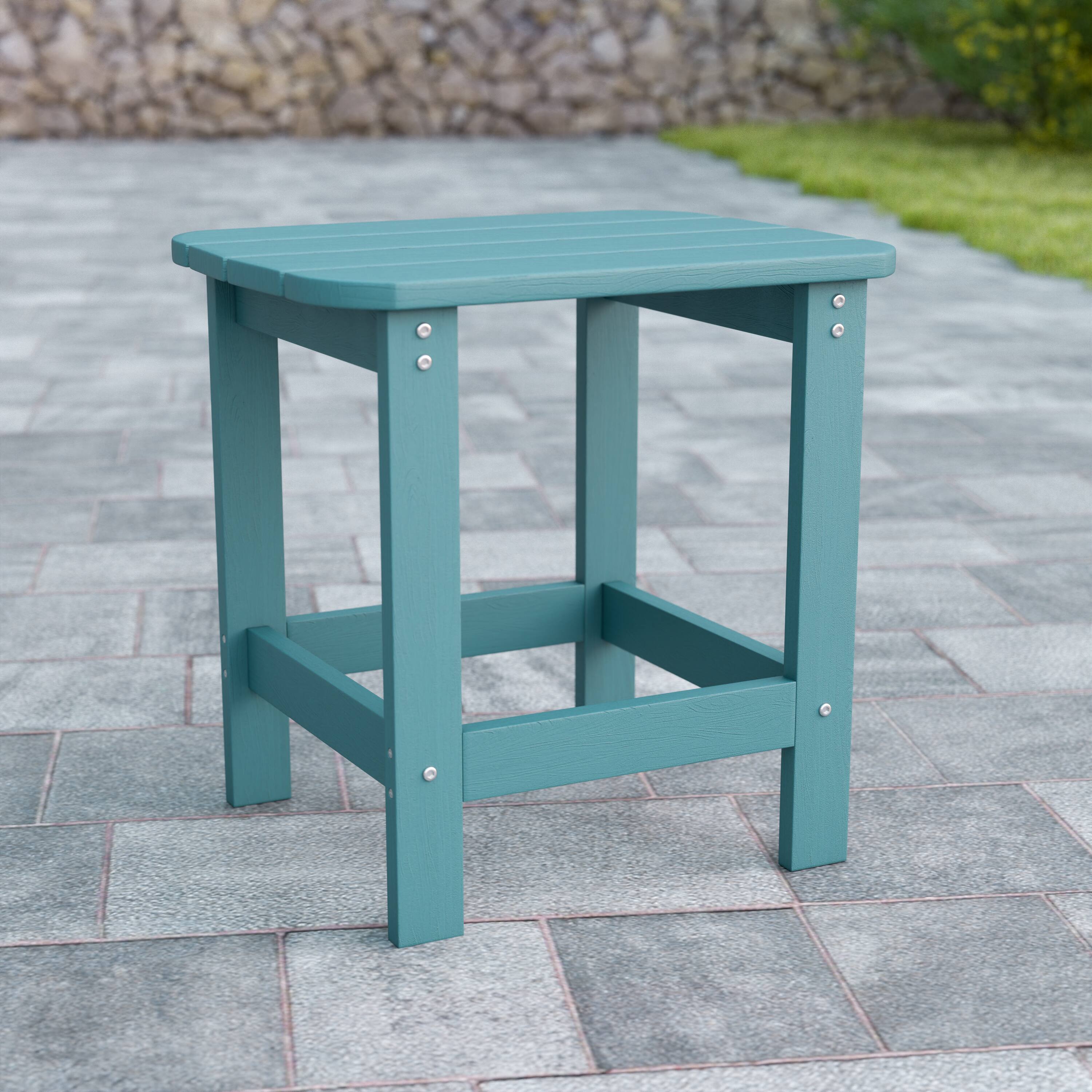 Alt View 1. Emma + Oliver - Hammond Indoor/Outdoor Polyresin Adirondack Side Table for Porch, Patio, or Sunroom - Sea Foam.