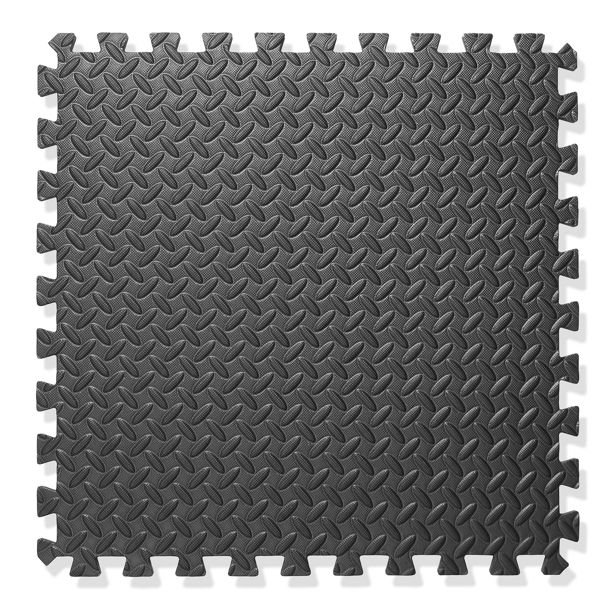 Alt View 4. Philosophy Gym - Exercise Flooring Mats - Foam Rubber Interlocking Puzzle Floor Tiles - Black.