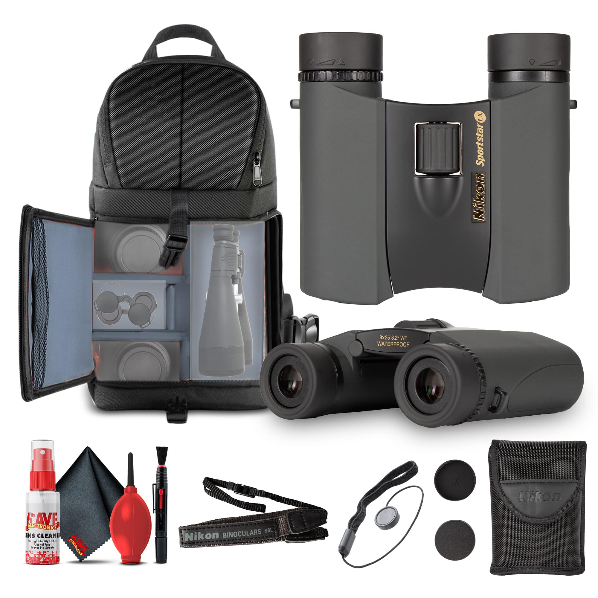 Nikon - 8x25 DCF Sportstar EX Waterproof Binoculars + More