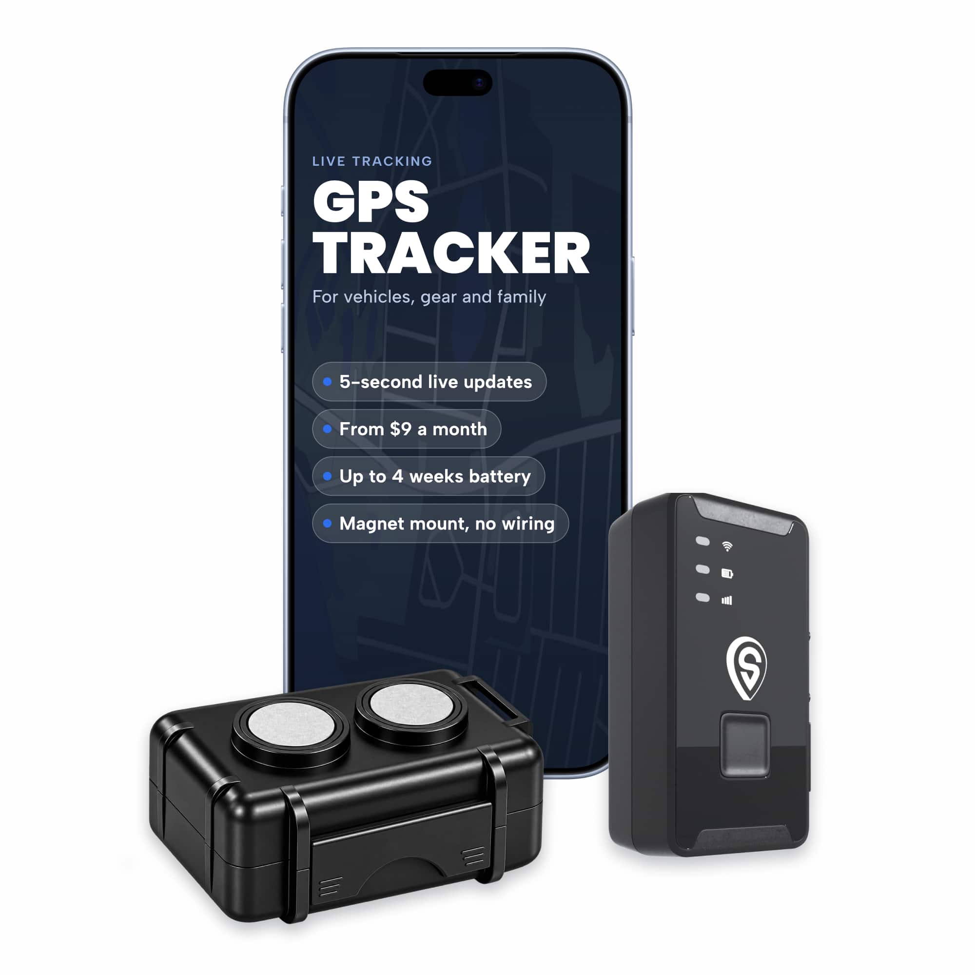 ShadowGPS - ShadowTrack Battery GPS Tracker with Magnetic Mount - Hidden Car & Equipment Tracking Device, No Contract - Black