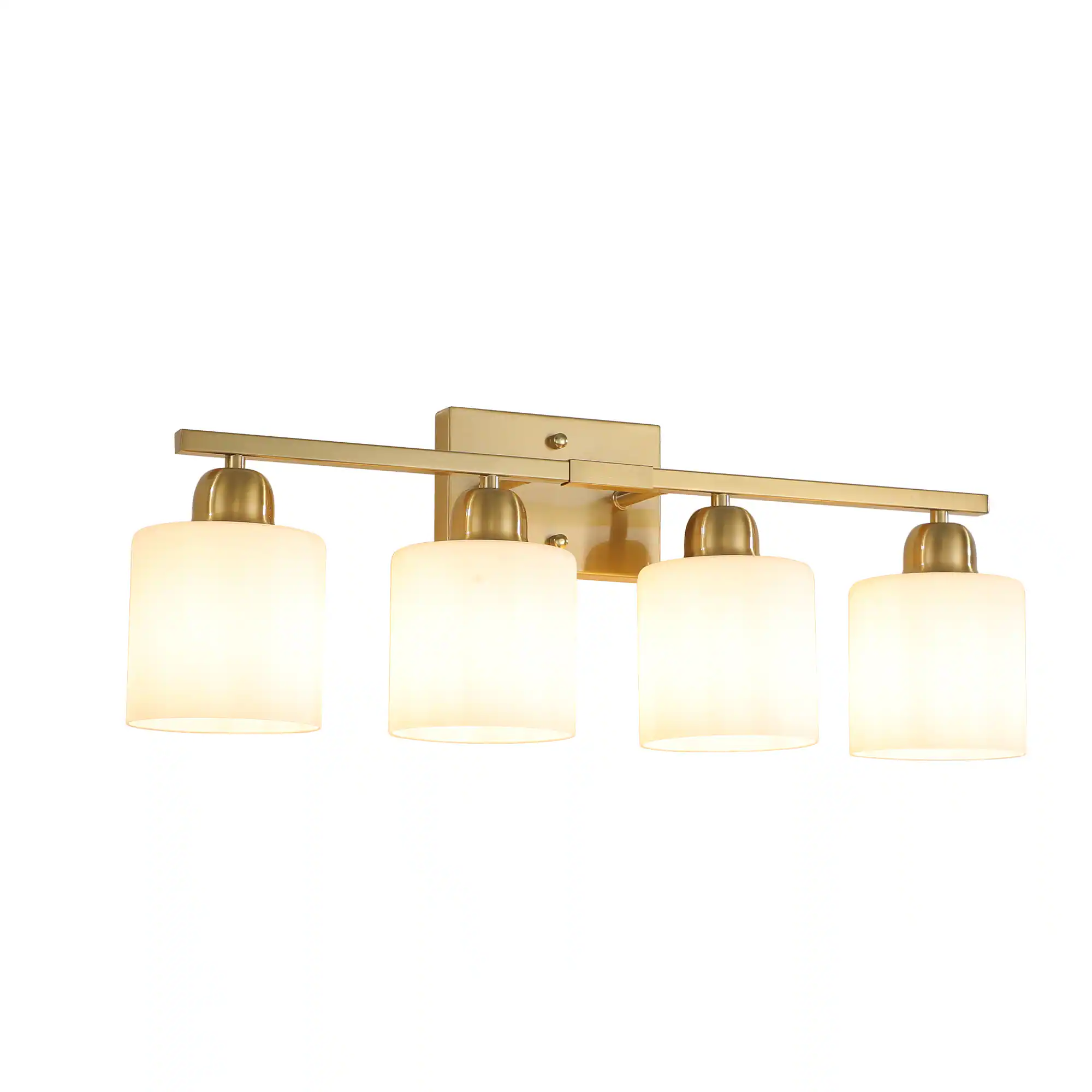 Alt View 3. HOMLUX - 24.8 in. 4 Lights Gold LED Vanity Light Bar with Crystal Shade.