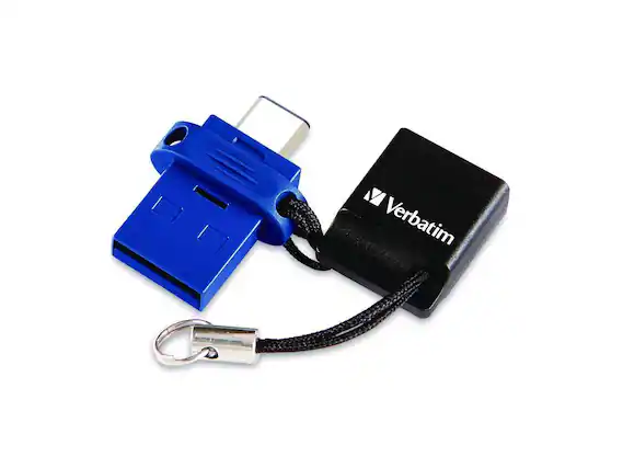 Front. Verbatim - Verbatim Store 'n' Go Dual 128GB USB 3.2 (Type A + C) Flash Drive - Blue - Lifetime Warranty - Blue.