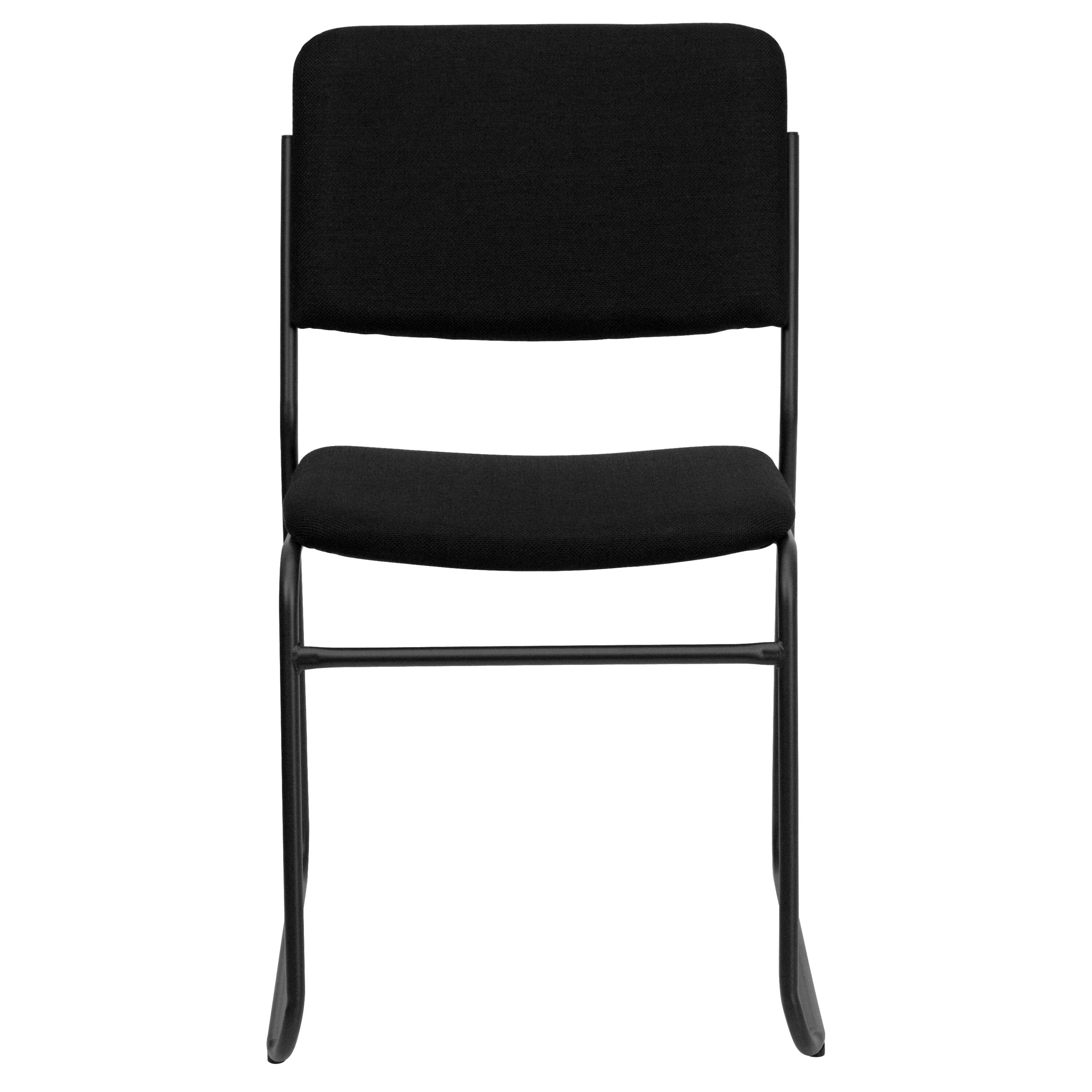 Alt View 7. Emma + Oliver - 500 lb. Capacity High Density Stacking Chair with Sled Base - Black Fabric/Black Frame.