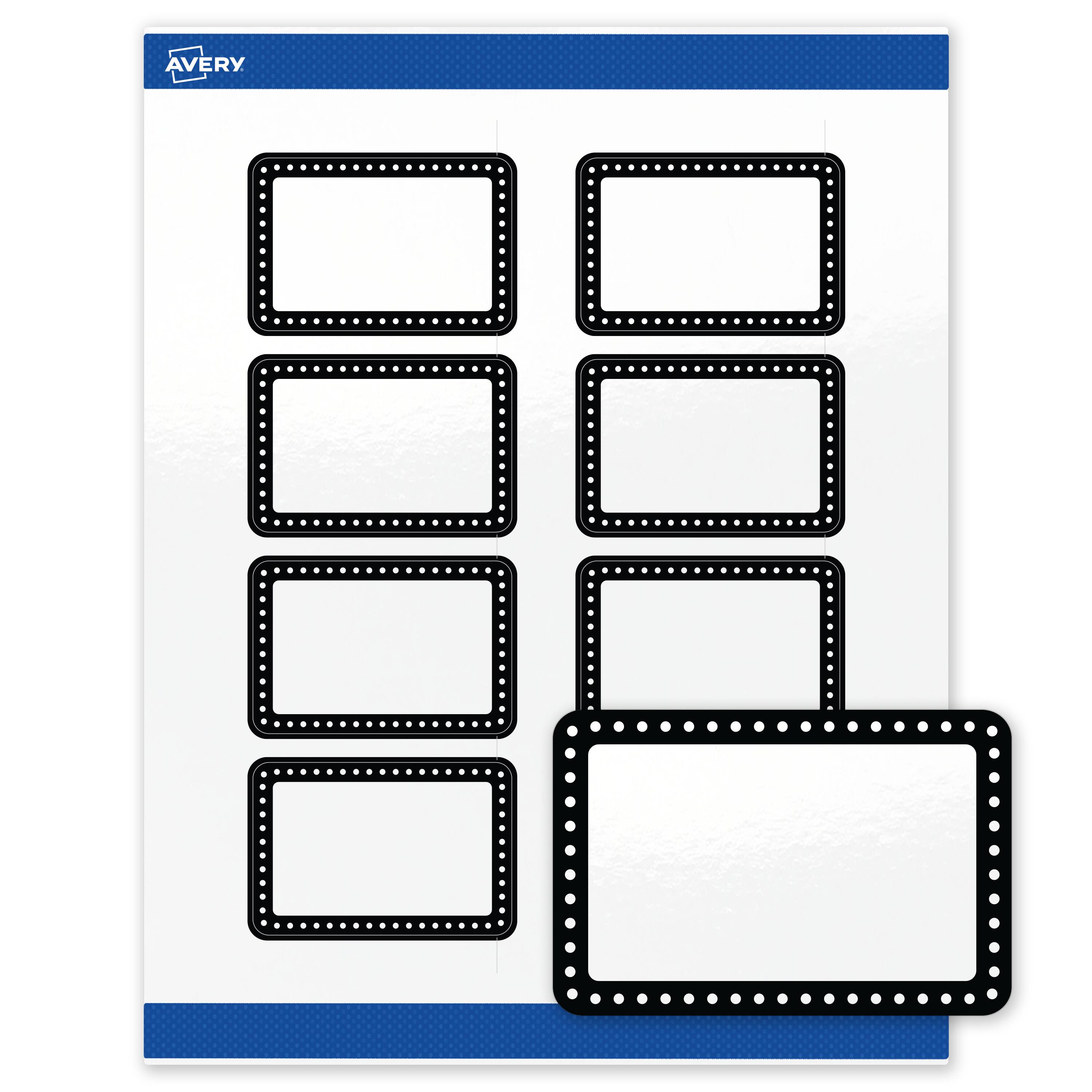 Front. Avery - Avery Labels, 2" x 3", Glossy White, Black & White Polka Dots - White.