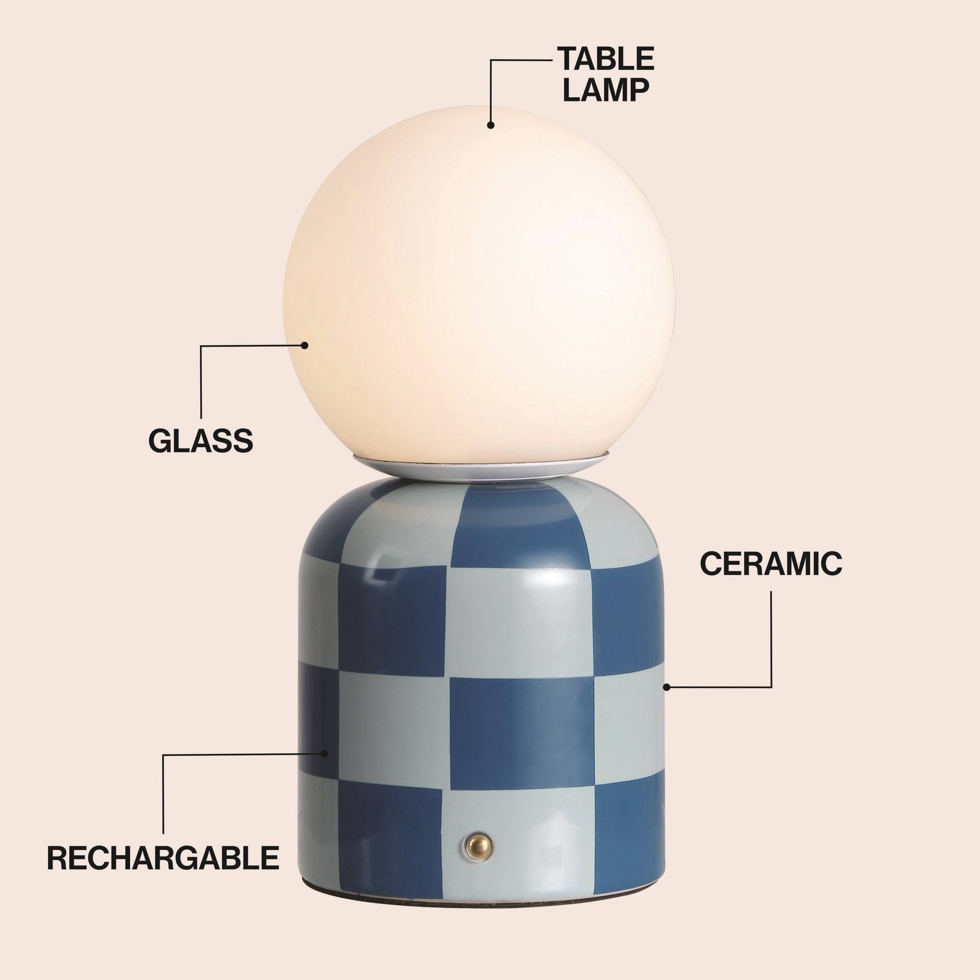 TABLE LAMP  
GLASS  
CERAMIC  
RECHARGABLE