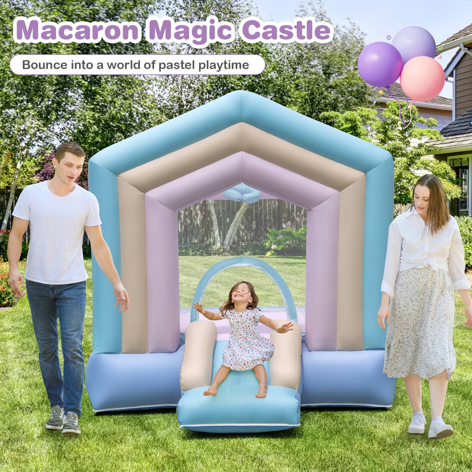 Macaron Magic Castle  
Bounce into a world of pastel playtime