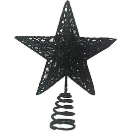 PARKER SLATER - Christmas Tree Star Topper – Glittered 5-Point Star, Xmas Tree Ornament - Black