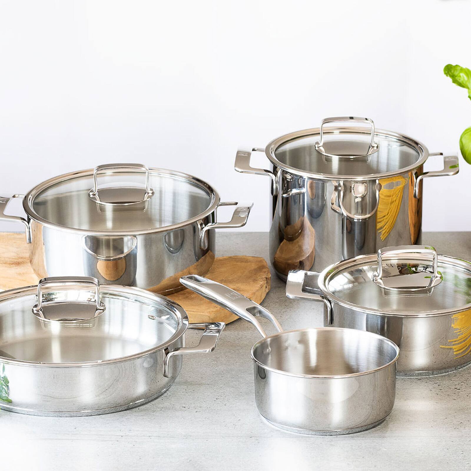 Alt View 3. BRA Cookware - Signature Stainless Steel Stock Pot w/Glass Lid, 8-Inch, 2.4-Quart - Silver.