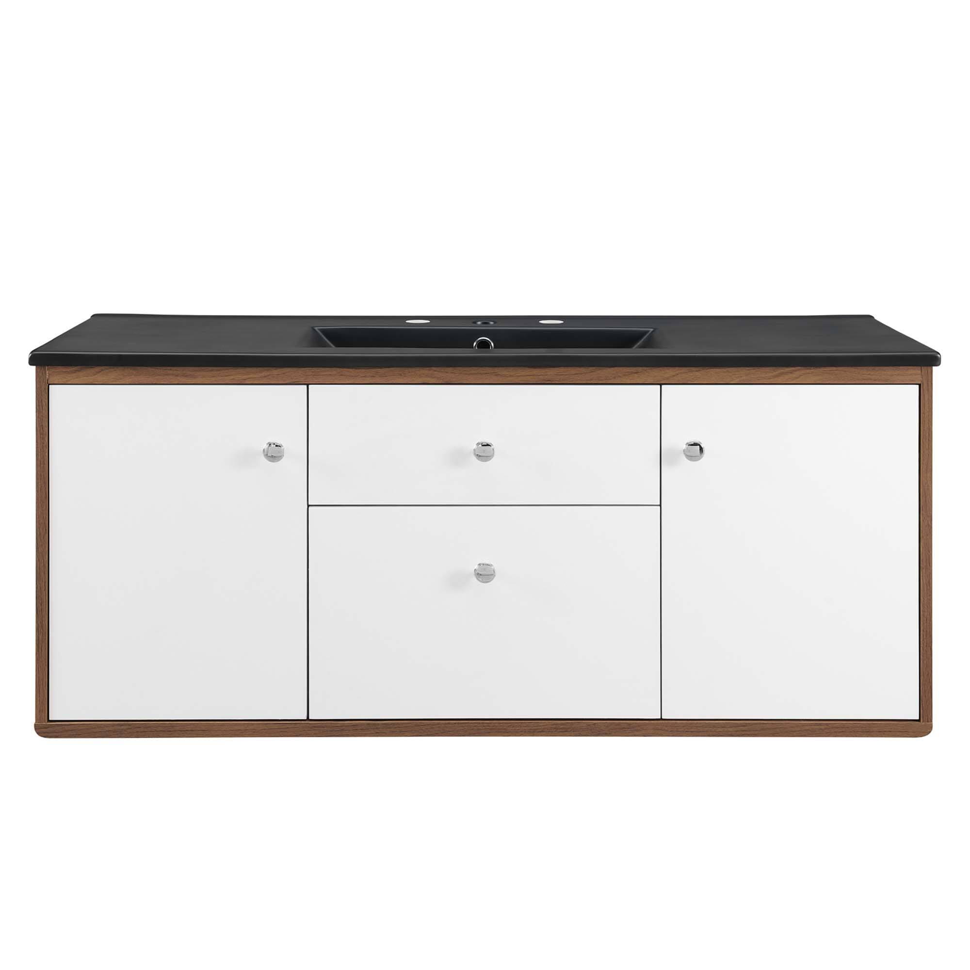 Alt View 2. Modway - Transmit Wall-Mount Bathroom Vanity Basin Included - Walnut Black.