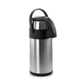 MegaChef - 3.17 Quart Stainless Steel Airpot Hot Water Dispenser for Coffee and Tea - Silver and Black