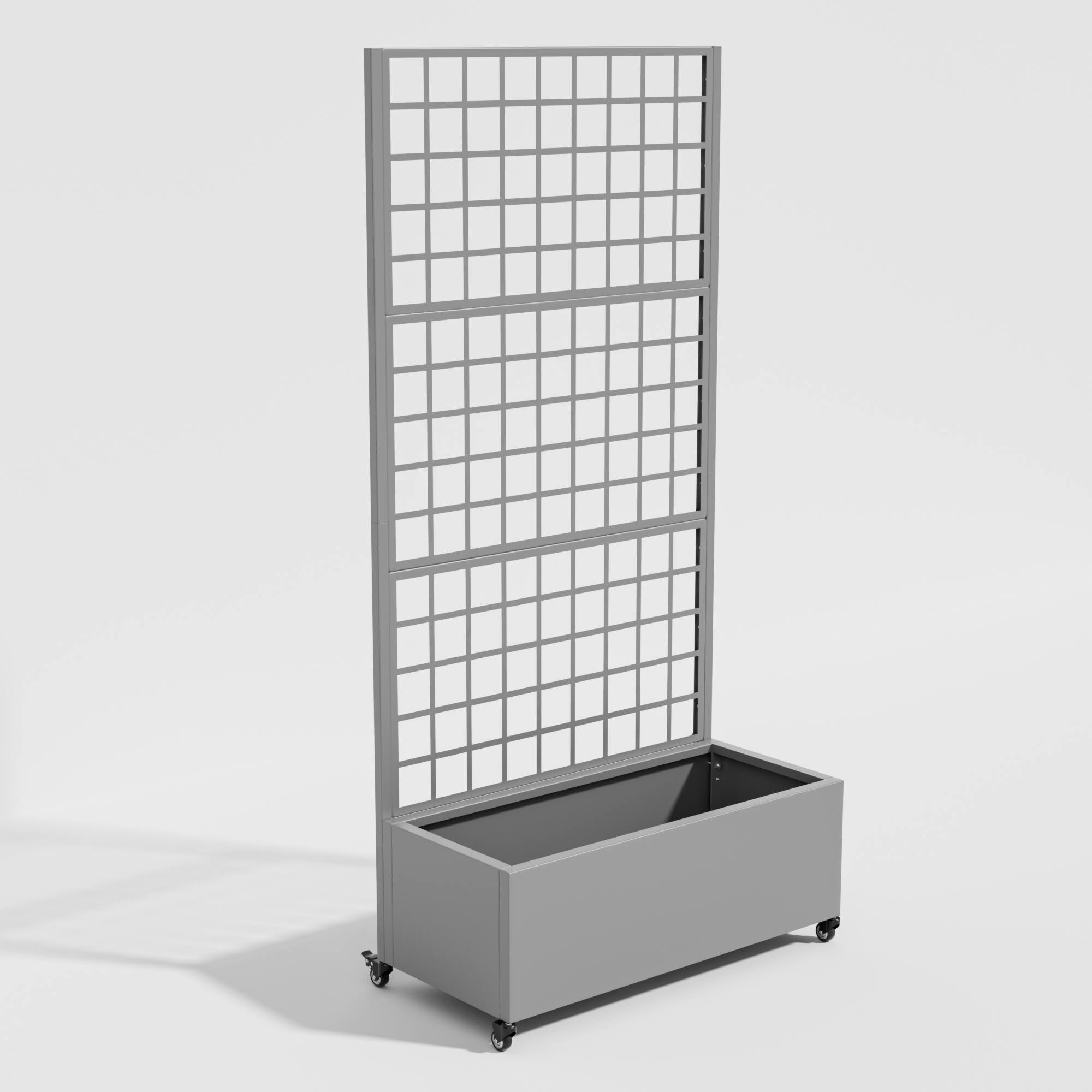 Angle. PexFix - 72 in. H x 35 in. W Squared Pattern Rectangle Metal Planter Box Raised Garden Beds with Trellis-Ideal for Balcony - Gray.