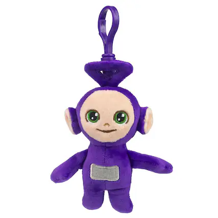 Front. The Loyal Subjects - Teletubbies 4-Inch Plush Backpack Clip | Tinky Winky - Purple.